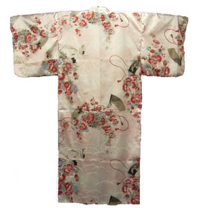 FJK 日本の婦人着物 ポリエステルサテン 扇面ぼかし42インチ（フリーサイズ） ピンク R-10