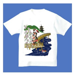 FJK 日本 お土産 Tシャツ 浮世絵 橋舞妓Sサイズ （ホワイト）T-004-S