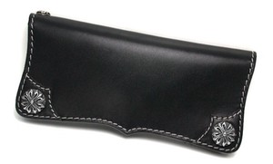 Bifold Wallet Cattle Leather sliver black Genuine Leather