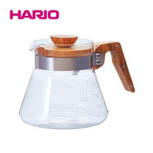 『HARIO』耐熱ガラスのコーヒーサーバーオリーブウッド 600ml VCWN-60-OV （ハリオ）