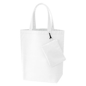 コンパクトバッグ(L)ポーチ付 / ホワイト / トートバッグ A4 無地 エコロジーバッグ