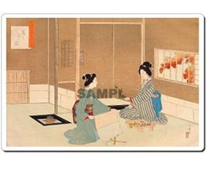 日本 (Japan) 浮世絵 (Ukiyoe) マウスパッド 11010 水野年方 - 茶の湯日々草 花を活る図