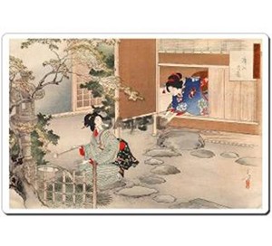 日本 (Japan) 浮世絵 (Ukiyoe) マウスパッド 11013 水野年方 - 茶の湯日々草 席入の図