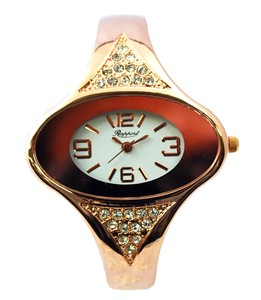 ピンクゴールドのキラキラバングルウォッチ　レディース腕時計