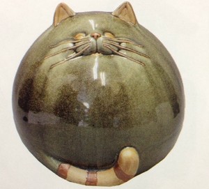 大人気　陶器　丸猫　大