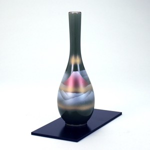 [Kutani Yaki] Size 8 Flower Vase Olive Red Fuji Plant Stand