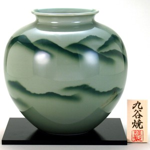 【九谷焼】 8号花瓶 青磁山