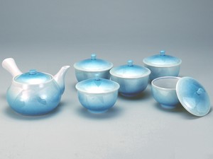 【九谷焼】 蓋付茶器 二色釉銀彩