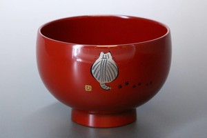 Cat Soup Bowl Echizen Lacquerware for Kids Made in Japan