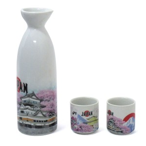 Japanese Style Sake bottle Tokkuri Cup White Camouflage 3 Set Mt. Fuji No.3 7 1