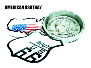 ルート66　アメリカ地形、USコインのASHTRAY！【アメリカン灰皿】