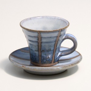 【信楽焼】青萩立線コーヒー碗皿