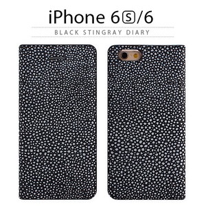 【★iPhone6/6s ケース】 手帳型 GAZE Black Stingray Diary（ブラックスティングレイダイアリー）