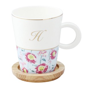 Initial Mug Coaster Floral Pattern Casual Coffee Mug