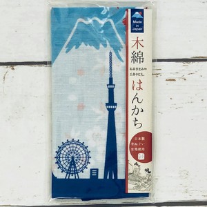 日本製　木綿はんかち　富士山と桜　インバウンド商品　　ピクニック