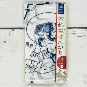 日本製　木綿はんかち　風神雷神　インバウンド商品　　ピクニック