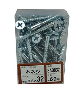 WAKAI(若井産業) 3A-3832 ユニクロ木ネジ皿 3.8X32 3A3832 1パック:35本入