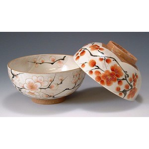 Kyo/Kiyomizu ware Rice Bowl Red And White Plum