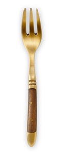 Brass Cutlery Wood Handle Cake Fork Gold