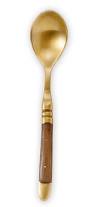 Brass Cutlery Wood Handle Teaspoon Gold