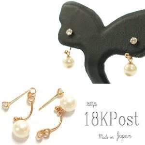 3mm 6 mm Pearl Front Pierced Earring JAPAN 18 18