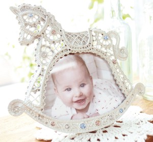 Baby Photo Frame Silver Pearl White