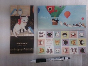 仲田愛美さんの　リボン猫の一筆箋　2016　ピアノ