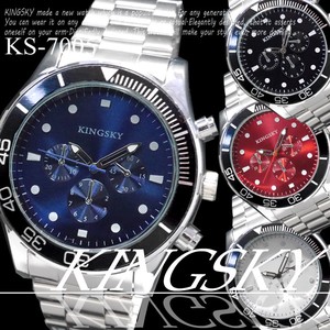 Wrist Watch Design Chronogram Metal Band Men's Watch KS 700 5