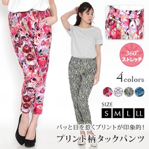 Cropped Pant Cropped Bottoms Waist Stretch Printed L Ladies'