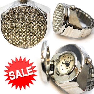 【在庫処分SALE】キラキラ蓋付き指時計！　指輪サイズのファッションウォッチ　レディース　腕時計