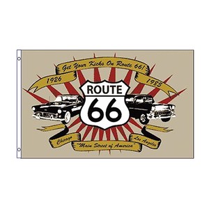 【フラッグ】3x5 feet フラッグ Route66 Cars 66-FI-F-USA-058