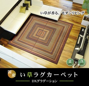 【日本製】純国産 袋三重織 い草ラグカーペット 『DXグラデーション』 （裏:不織布）