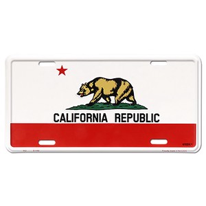 【RT 66】アルミニウム サイン LICENSE PLATE CALIFORNIA STATE FLAG 66-GL-SL952