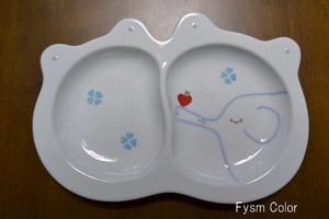 Apple Child Partition Plate HASAMI Ware Hand-Painted Made in Japan