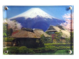 浮き出る3Dフォトマグネット　富士山忍野◆外国人観光客向け.お土産◆