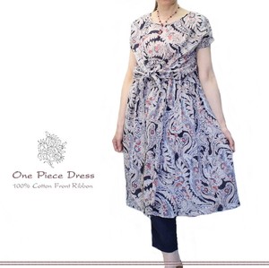 Casual Dress Front Ribbon Indian Cotton