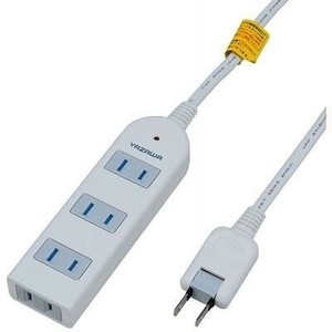 ヤザワ 雷サージ付延長コード・タップ4個口1m白 Y02KS401WH