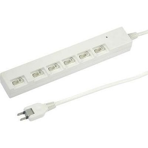 ヤザワ 横差し個別スイッチ付節電タップ6個口2m Y02YBKS662WH