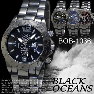 Clock/Watch Men's Watch Wrist Watch Design Chronogram Black Metal Band 3 6