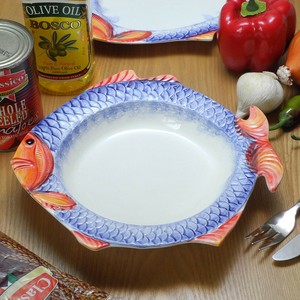 イタリア製 サラダプレート フィッシュ柄 食器 陶器 魚型 深皿