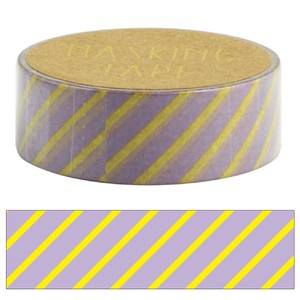 Washi Tape Masking Tape Diagonal Stripe Purple & Yellow 15mm