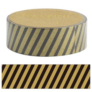 Washi Tape Diagonal Stripe Black & Gold 15mm