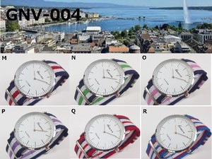 ★日本製ムーブ　電池寿命3年★　GENEVAユニセックス腕時計　NATOナイロンベルト　リボンカラー　5本ライン