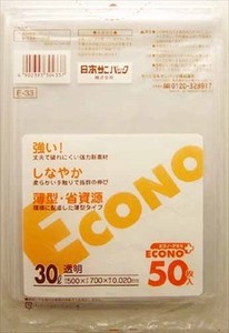 日本サニパック　エコノプラス　30L　透明 【 ゴミ袋・ポリ袋 】