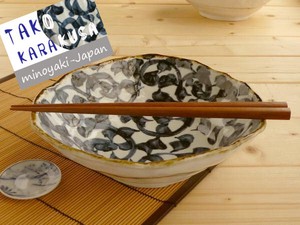 土物の器　染付タコ唐草多用鉢　美濃焼　日本製