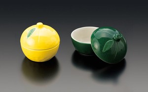 陶器 ゆず型珍味入【ゆず（黄色）/緑】【キッチン】【容器】