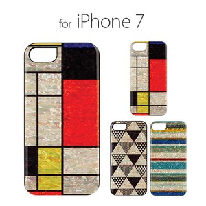 【iPhoneSE（第3世代）/SE2/8/7 ケース】【天然貝】 幾何学模様シリーズ