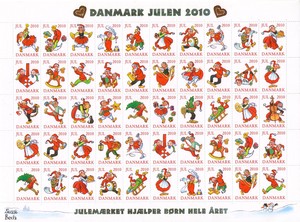 北欧デンマーク クリスマスシール（2010年／1シート50枚）