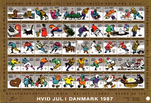 北欧デンマーク クリスマスシール（1987年／1シート50枚）