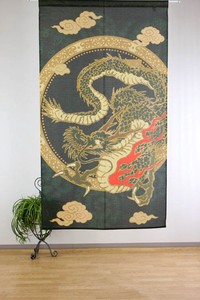 Gold Weaving Ukiyoe(A Woodblock Print) Japanese Noren Curtain
